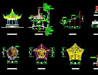 某五角亭設(shè)計施工圖免費(fèi)下載 園林古建